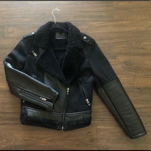 BLANKNYC moto Jacket: faux Sherpa fully lined, faux Leather & cotton